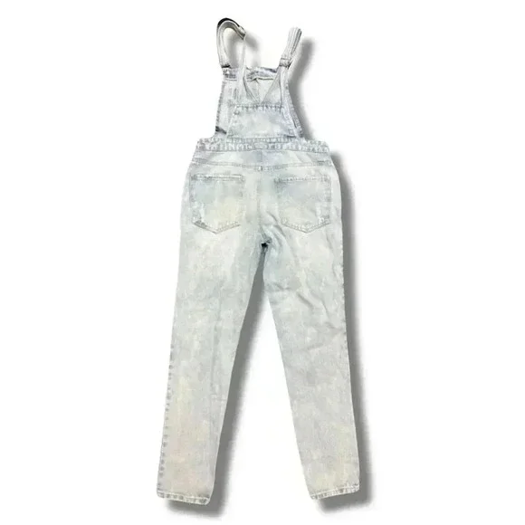 Forever 21 Women's Distressed Denim Overalls Blue Size 24 - Picture 2 of 7